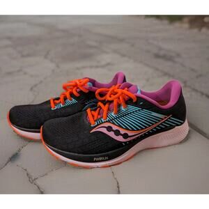 Saucony Guide 14 Womens Size 9 Black Orange Athletic Running Shoes Sneakers EUC